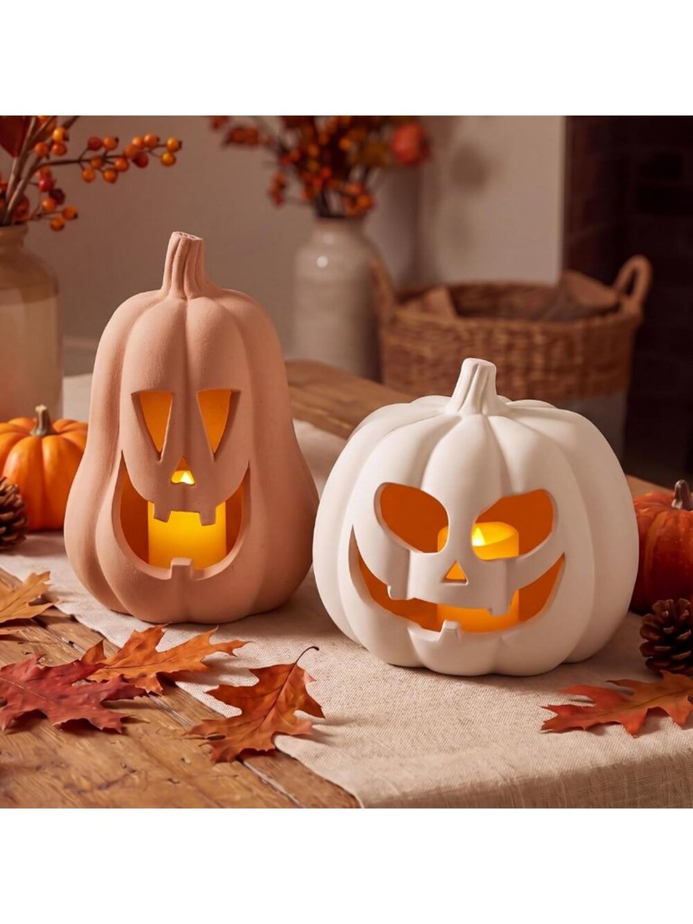 Stylish Terracotta Jack O'Lantern Pumpkin Decor for Halloween Home Decor